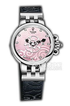 帝舵玫瑰系列35400-FS粉红色珍珠贝母盘镶钻织纹表带
