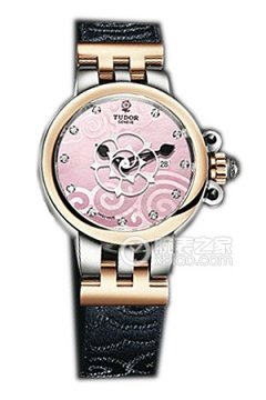 帝舵玫瑰35401-FS粉红色珍珠贝母盘镶钻织纹表带