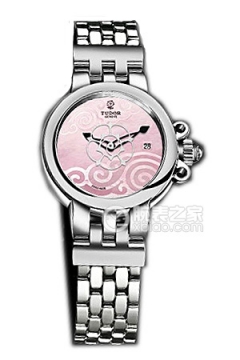 帝舵玫瑰35100-65710粉红色珍珠贝母盘不锈钢表带
