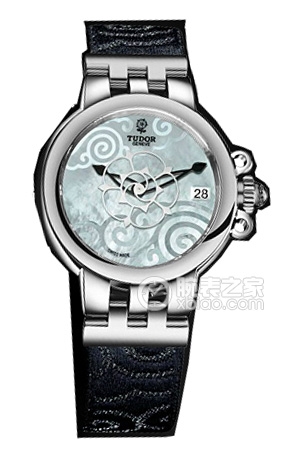 帝舵玫瑰系列35700-FS白色珍珠貝母盤織紋表帶
