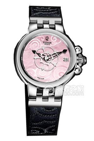 帝舵玫瑰系列35700-FS粉紅色珍珠貝母盤織紋表帶