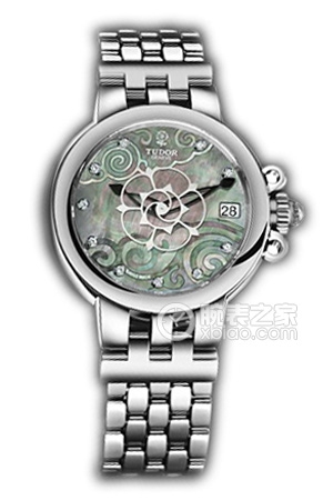 帝舵玫瑰系列35700-65770黑色珍珠貝母盤鑲鉆不銹鋼表帶