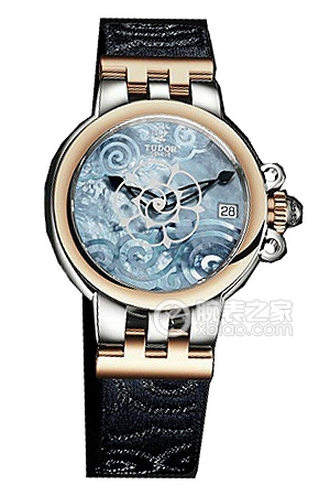 帝舵玫瑰系列35701-FS天藍色珍珠貝母盤織紋表帶