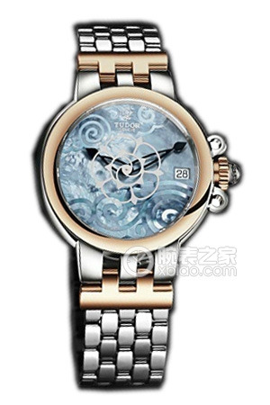 帝舵玫瑰系列35701-65770天藍色珍珠貝母盤不銹鋼表帶