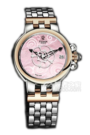 帝舵玫瑰35701-65770粉红色珍珠贝母盘不锈钢表带