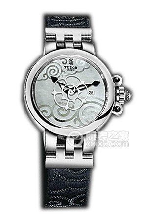 帝舵玫瑰系列35400-FS白色珍珠貝母盤織紋表帶
