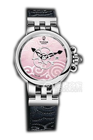 帝舵玫瑰系列35400-FS粉紅色珍珠貝母盤織紋表帶