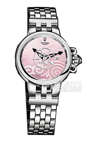 帝舵玫瑰系列35400-65740粉紅色珍珠貝母盤不銹鋼表帶