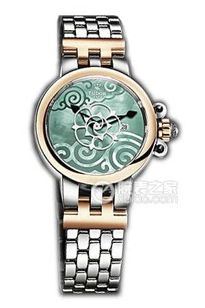 帝舵玫瑰35401-65740翡翠綠珍珠貝母盤不銹鋼表帶