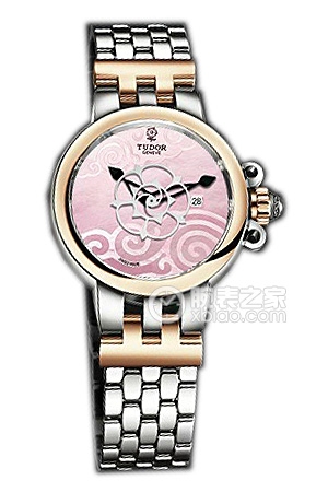 帝舵玫瑰系列35401-65740粉紅色珍珠貝母盤不銹鋼表帶
