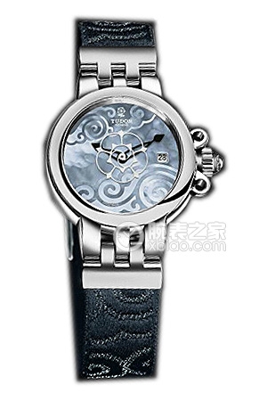帝舵玫瑰系列35100-FS天藍色珍珠貝母盤織紋表帶