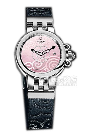 帝舵玫瑰35100-FS粉红色珍珠贝母盘织纹表带