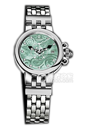 帝舵玫瑰系列35100-65710翡翠綠珍珠貝母盤鑲鉆不銹鋼表帶