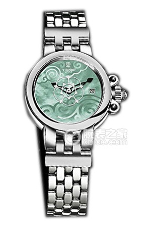 帝舵玫瑰系列35100-65710翡翠綠珍珠貝母盤不銹鋼表帶