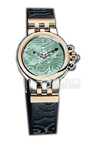 帝舵玫瑰系列35101-FS翡翠綠珍珠貝母盤織紋表帶