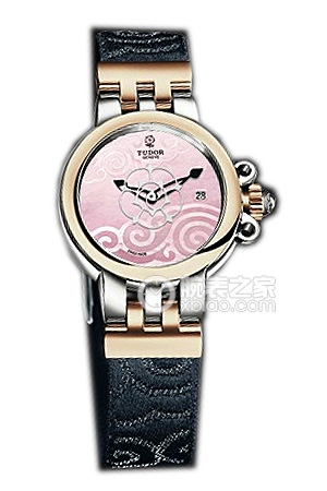 帝舵玫瑰系列35101-FS粉紅色珍珠貝母盤織紋表帶