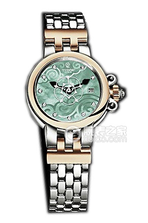 帝舵玫瑰系列35101-65710翡翠綠珍珠貝母盤鑲鉆不銹鋼表帶