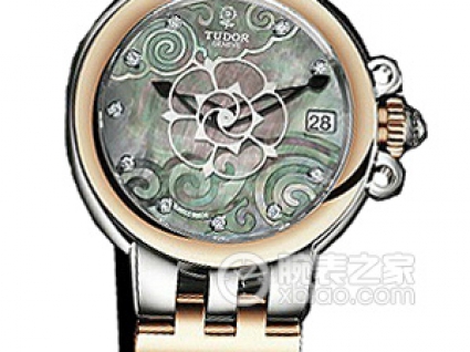帝舵玫瑰系列35701-FS黑色珍珠贝母盘镶钻织纹表带