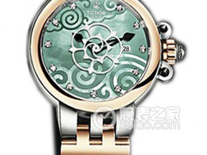 帝舵玫瑰系列35401-FS翡翠绿珍珠贝母盘镶钻织纹表带