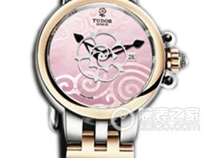帝舵玫瑰系列35401-Black satin粉红色珍珠贝母盘缎质表带