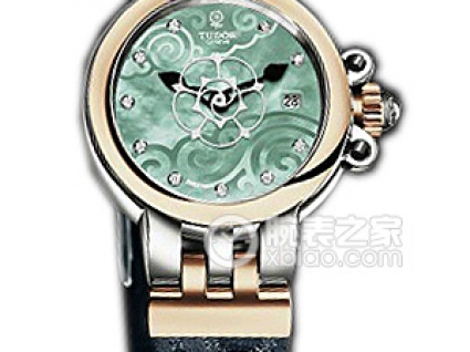 帝舵玫瑰系列35101-FS翡翠绿珍珠贝母盘镶钻织纹表带