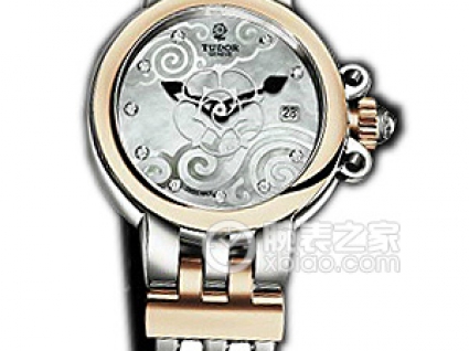 帝舵玫瑰系列35101-65710白色珍珠贝母盘镶钻不锈钢表带