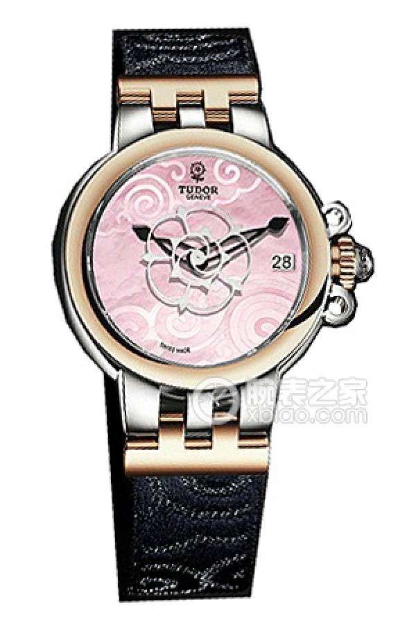 帝舵玫瑰系列35701-FS粉红色珍珠贝母盘织纹表带