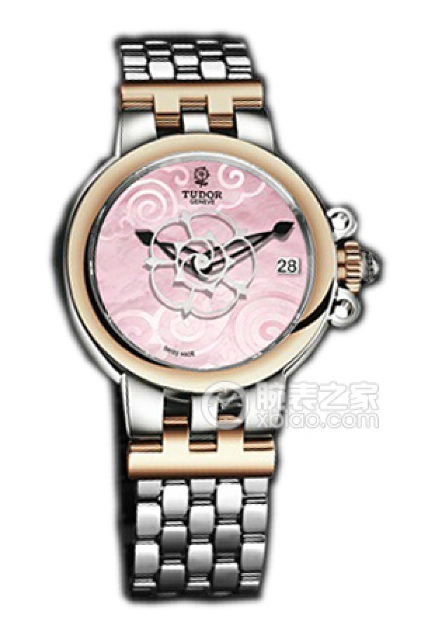帝舵玫瑰系列35701-65770粉红色珍珠贝母盘不锈钢表带