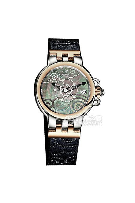帝舵玫瑰系列35701-FS黑色珍珠贝母盘织纹表带