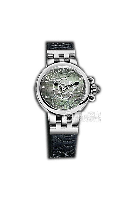 帝舵玫瑰系列35400-FS黑色珍珠贝母盘镶钻织纹表带