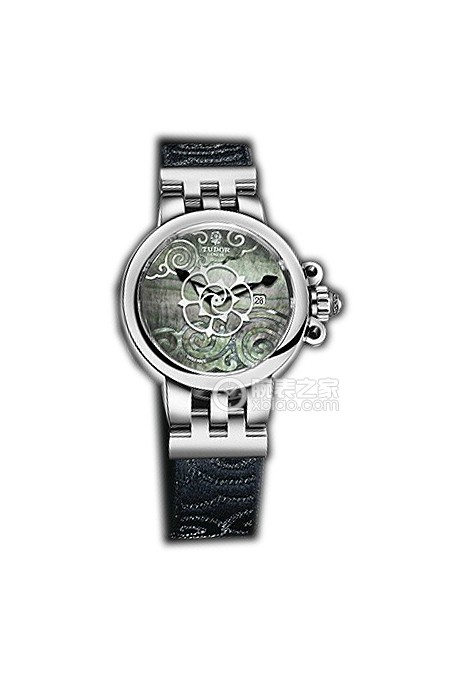 帝舵玫瑰系列35400-FS黑色珍珠贝母盘织纹表带