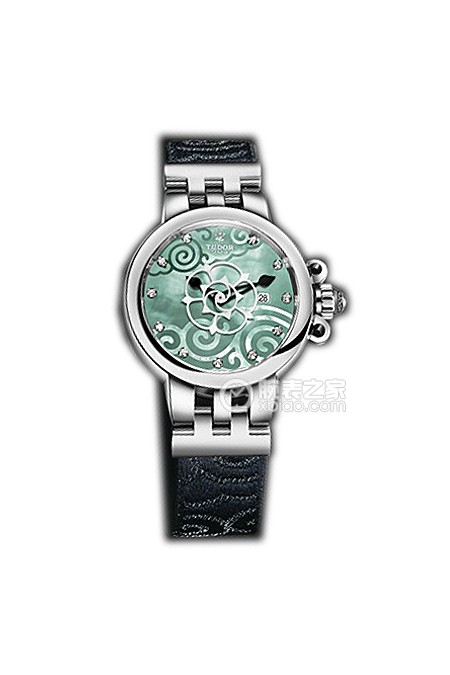 帝舵玫瑰系列35400-FS翡翠绿珍珠贝母盘镶钻织纹表带