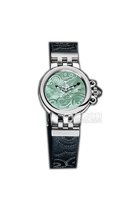 帝舵玫瑰系列35100-FS翡翠绿珍珠贝母盘织纹表带
