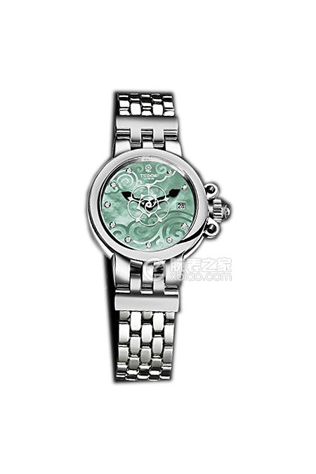 帝舵玫瑰系列35100-65710翡翠绿珍珠贝母盘镶钻不锈钢表带