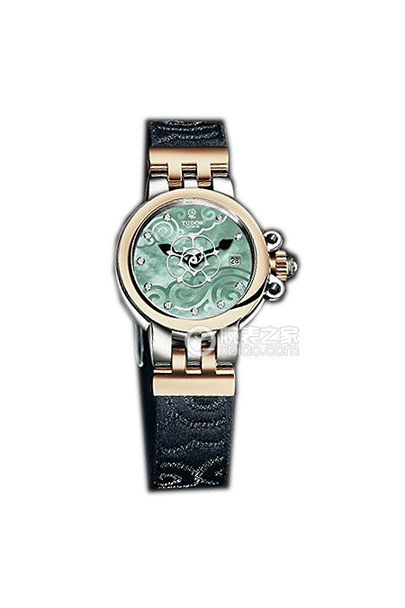 帝舵玫瑰系列35101-FS翡翠绿珍珠贝母盘镶钻织纹表带