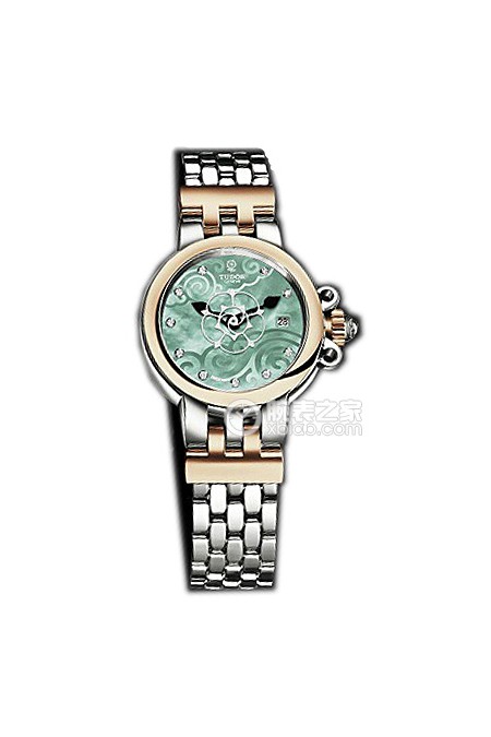 帝舵玫瑰系列35101-65710翡翠绿珍珠贝母盘镶钻不锈钢表带