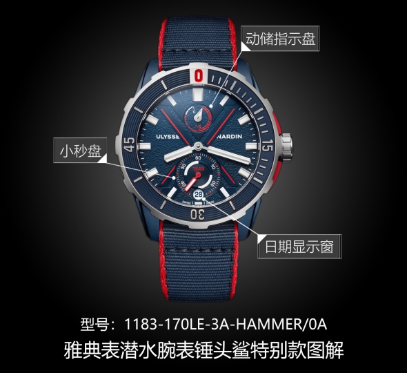 雅典表潜水系列1183-170LE-3A-HAMMER/0A图解