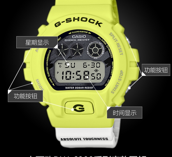 卡西歐G-SHOCK系列DW-6900TGA-9PR圖解