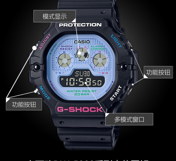卡西歐G-SHOCK系列DW-5900DN-1PR圖解