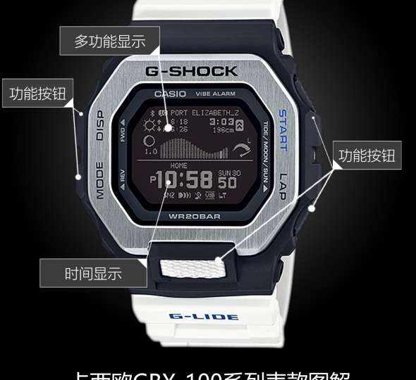卡西欧G-SHOCK系列GBX-100-7PR图解