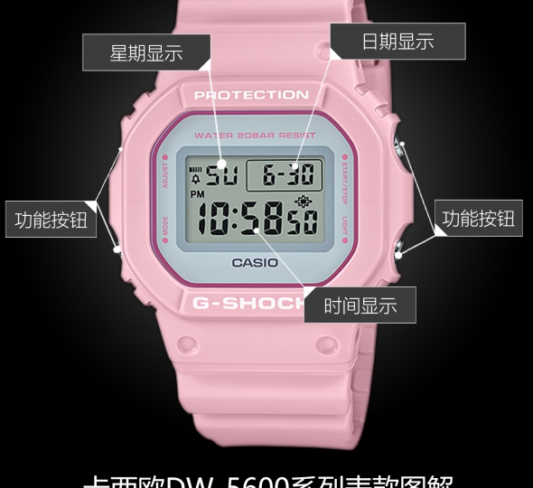 卡西欧G-SHOCK系列DW-5600SC-4图解