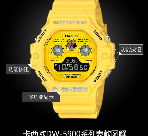 卡西欧G-SHOCK系列DW-5900RS-9图解