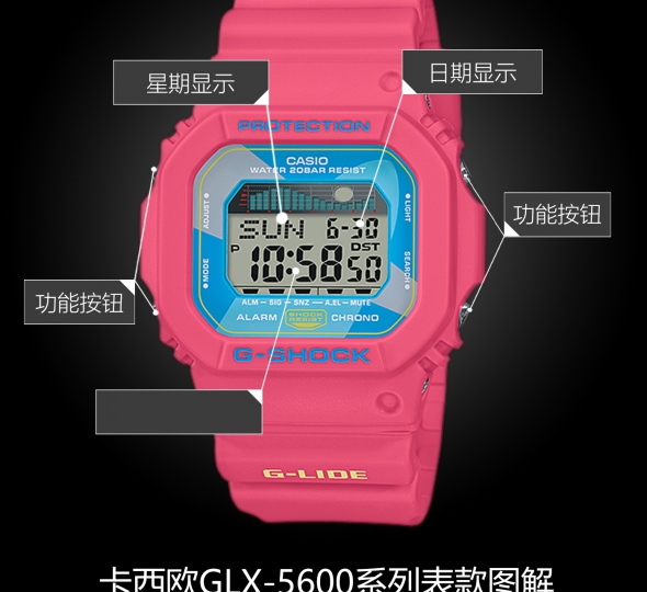 卡西歐G-SHOCK系列GLX-5600VH-4PR圖解