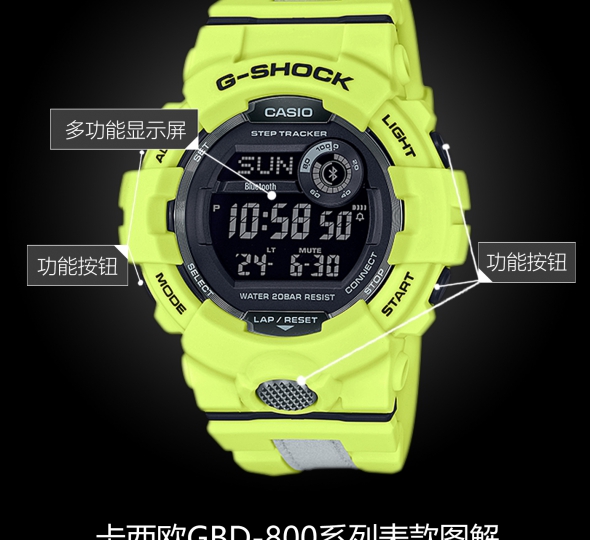 卡西欧G-SHOCK系列GBD-800LU-9PR图解