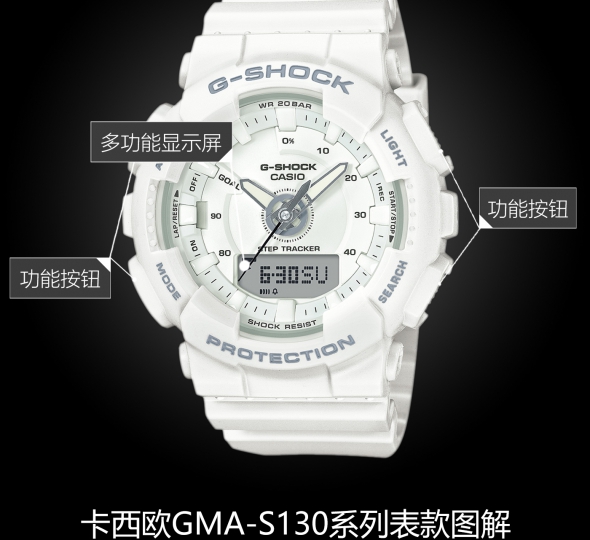 卡西欧G-SHOCK系列GMA-S130-7A图解