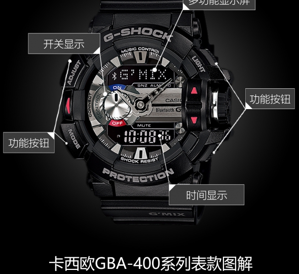 卡西欧G-SHOCK系列GBA-400-1A图解