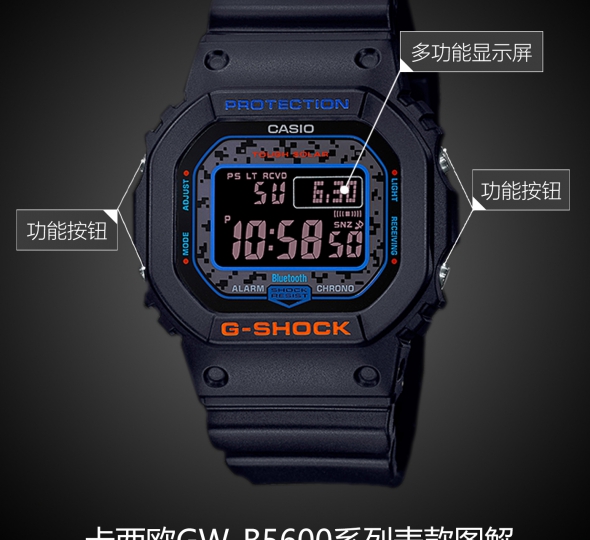 卡西欧G-SHOCK系列GW-B5600CT-1图解