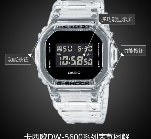 卡西欧G-SHOCK系列DW-5600SKE-7图解