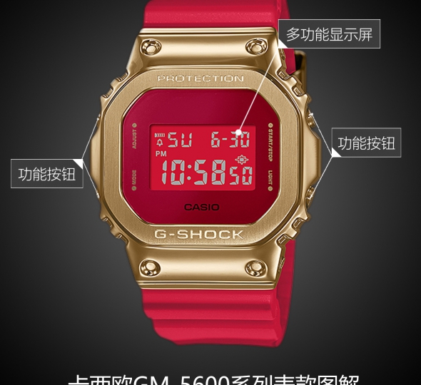 卡西欧G-SHOCK系列GM-5600CX-4图解