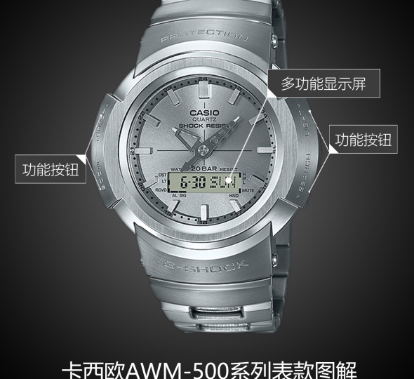 卡西欧G-SHOCK系列AWM-500D-1A8图解